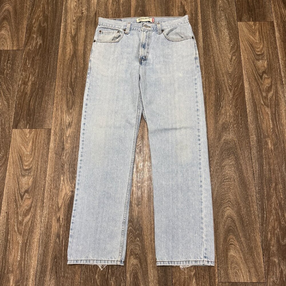 VTG Levi's 505 Jeans Men's 34x34 Light Wash Regular Fit Denim Distressed Y2K